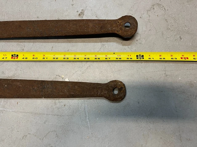Original Vintage Strap Hinges (pair). Hand forged. Large (50" long) 3