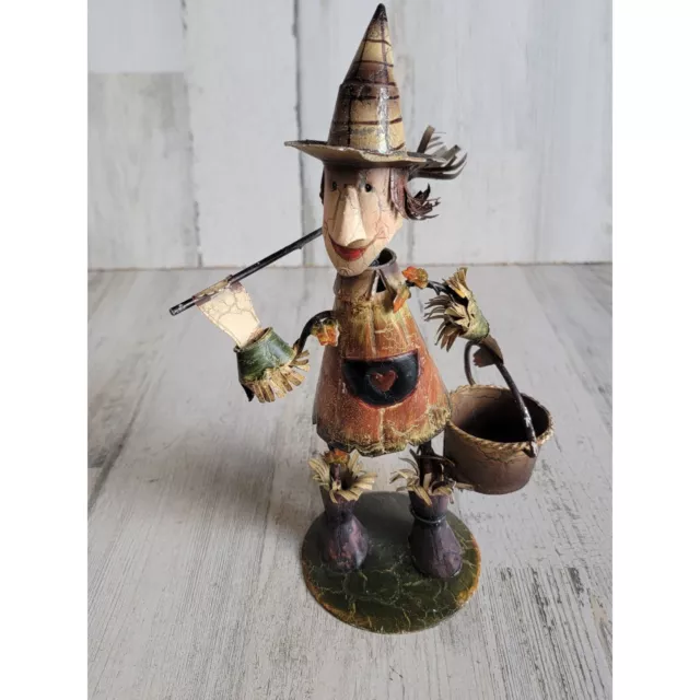 Rustic metal witch scarecrow Halloween Gardener figure decor