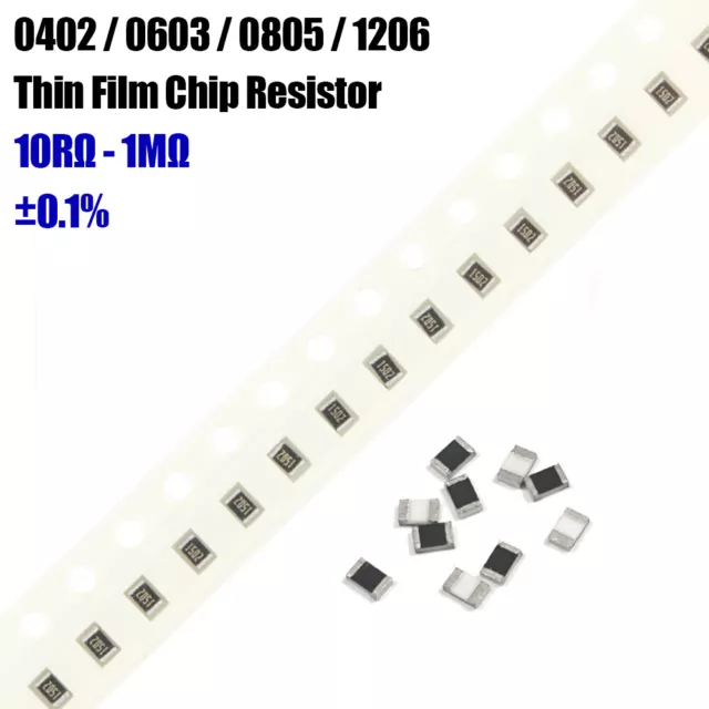 SMD SMT 0402 0603 0805 1206 Chip Resistor High Precision 10R-1M Ohm Range ±0.1%