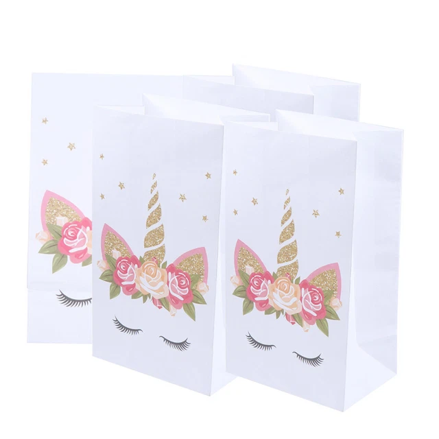 24 piezas Bolsas de alimentos patrón de unicornio embalaje de fuerza Bolsas Bolsas Papie