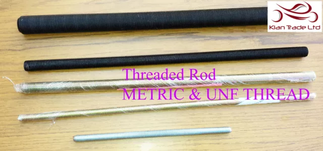 UNF THREADS 300mm Long STEEL PLATED FULLY THREADED ROD /BAR /STUDDING /ALLTHREAD