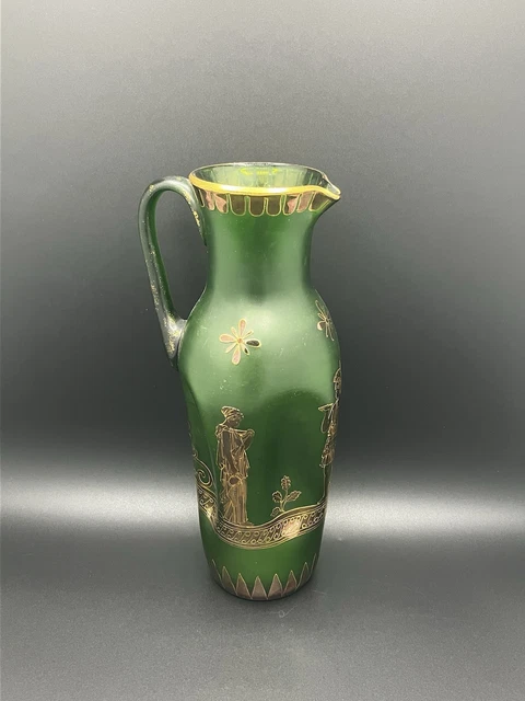 Ancien pichet émaillé Orange/Orange Verre/Verre Floral,Végétal