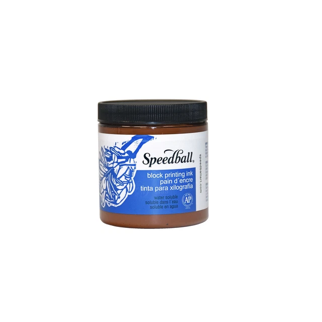 Tinta de impresión en bloque soluble en agua Speedball, marrón, 8 onzas