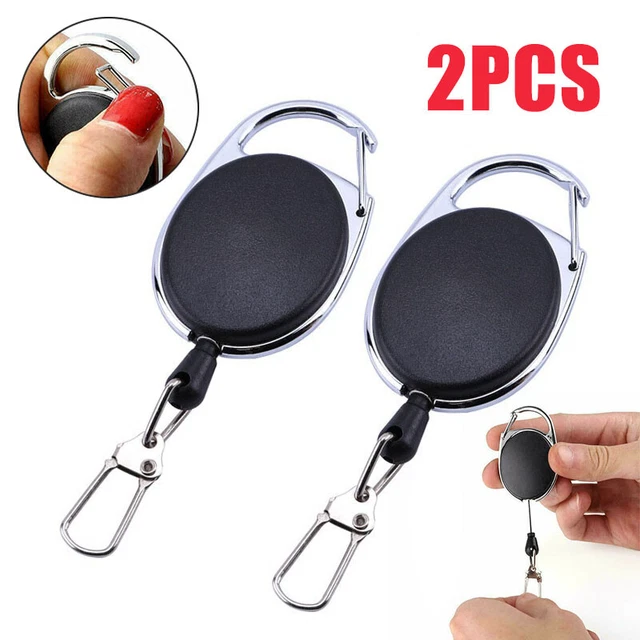 Retractable Heavy Duty Nylon Rope Keyring Pull Ring Key Chain Clip Recoil Holder