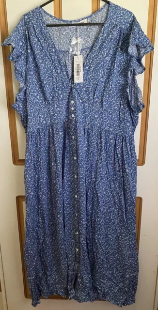 Vine Apparel Piper Dress Blue Ditsy Floral Dress Size XXXL 3XL BNWT