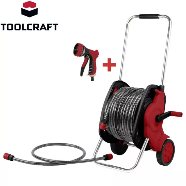 TOOLCRAFT SCHLAUCHWAGEN SET Gartenschlauchwagen Gartenschlauch Trommel