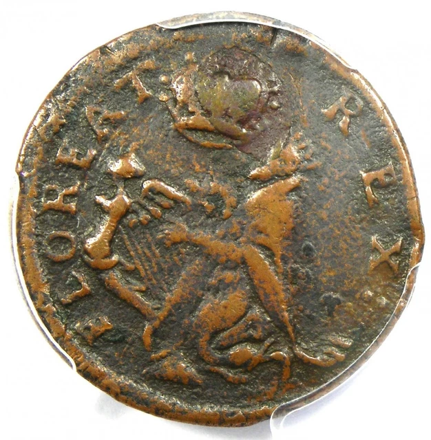 1670 New Jersey St Patrick Farthing Colonial Coin 1/4P - PCGS VF25 - $1650 Value