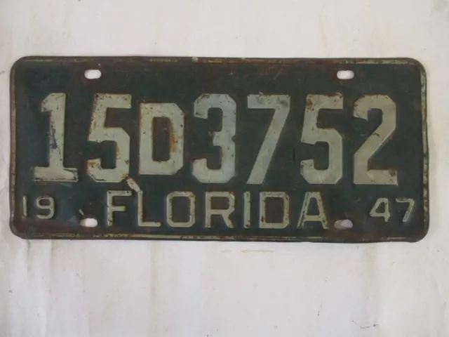 1947  Florida  License Plate Tag CLEAR TO REGISTER YOM Manatee Co