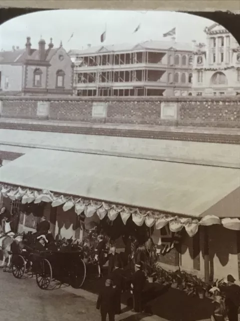 GEORGE ROSE STEREOVIEW PHOTO-DUKE   Adelaide Railway Station 1901 Social History