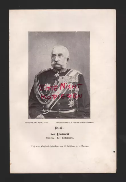 Historisches Bilddokument 1880, Portrait Von Lewinski General der Artillerie