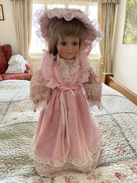 Alberon Porcelain Doll “Jessica” with stand. Perfect condition, 18"