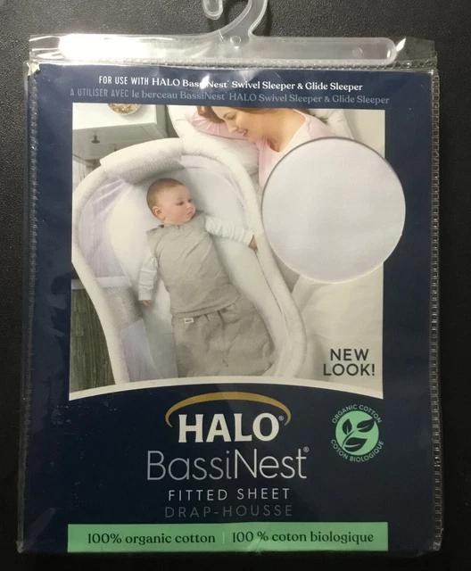 Halo Bassinest Organic Cotton White Fitted Sheet for Swivel / Glide Sleeper   C1