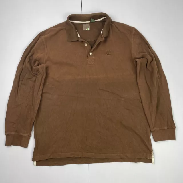 Timberland Polo Shirt Extra Large Brown Mens Casual Long Sleeve Cotton