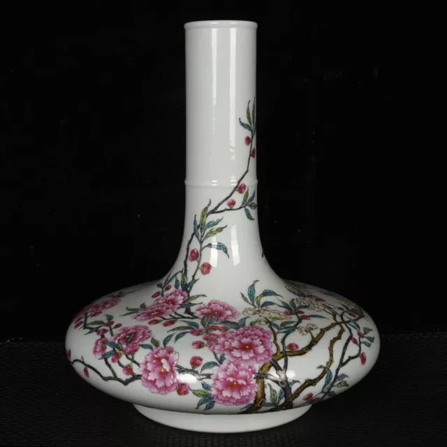 10.6" Old dynasty Porcelain yongzheng mark colour enamels Butterfly Flower vase