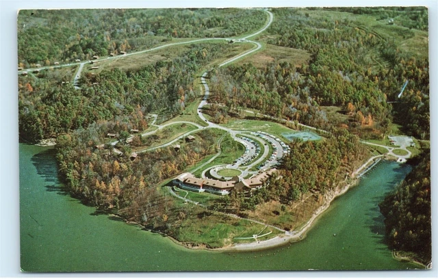 Aerial View Burr Oak Lodge and State Park Glouster Ohio OH Vintage Postcard B13