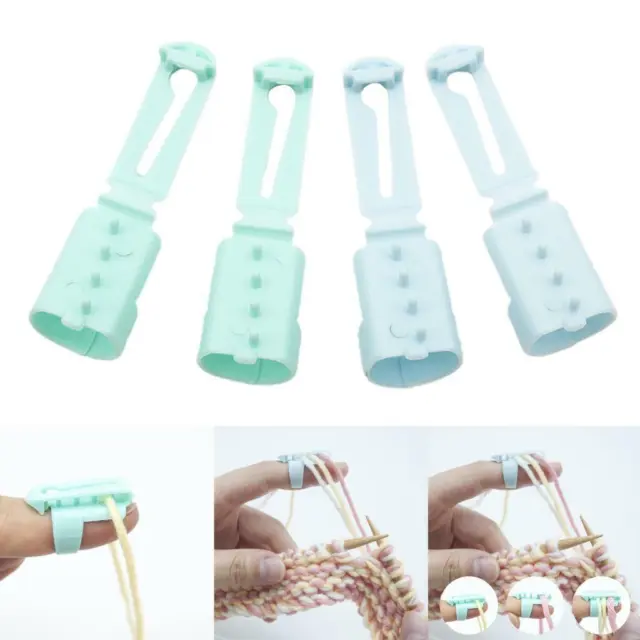4x Braided Knitting Ring Finger Thimble Tool Yarn Needle Guide Sewing Accessory