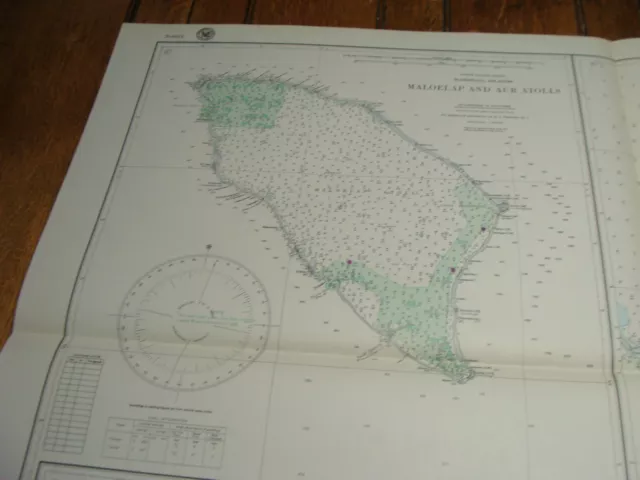 Vintage WW II Era Nautical Chart Map: Maloelap & Aur Atolls----RESTRICTED--- 2