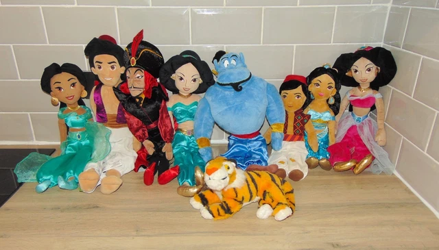 DISNEY STORE ALADDIN Soft Toys Plush : 2 Aladdin, 3 Jasmine, Genie ...