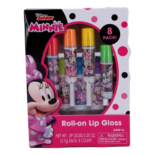 Disney Juniors Minnie Mouse Girls Lip Gloss Set Roll On Flavored  8 Pack New