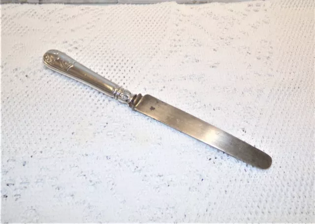 Vintage France - Couteau Ancien avec manche en Argent et joli monogramme "P"