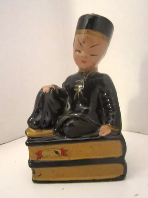 Vintage Kreiss & Co. Oriental/Asian Boy Figurine on Books. Ceramic 6" tall