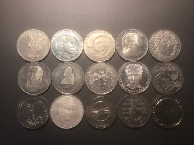 Sammlung 15 Stück 5 DM Silbermünzen / Gedenkmünzen Deutschland BRD
