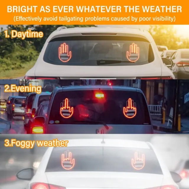 Middle Finger Sign for Car Middle Finger Light for Car Truck Car