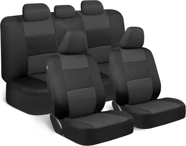 Polypro Car Seat Covers Full Set in Charcoal on Black – Front and Rear Split Ben