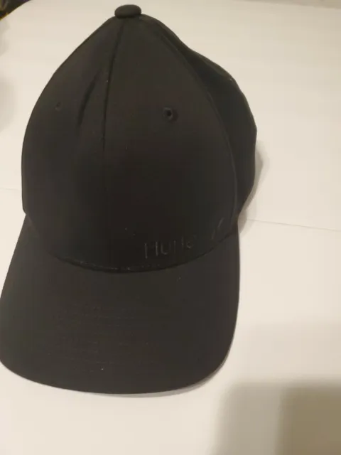 Hurley Men's Baseball Cap Black Flexfit Hat Size L/XL