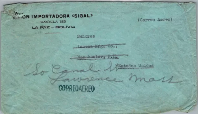Cubierta De Correo Aéreo Schallstamps Bolivia 1938 Historia Postal Mul Franco Addr Ee. Uu. 2