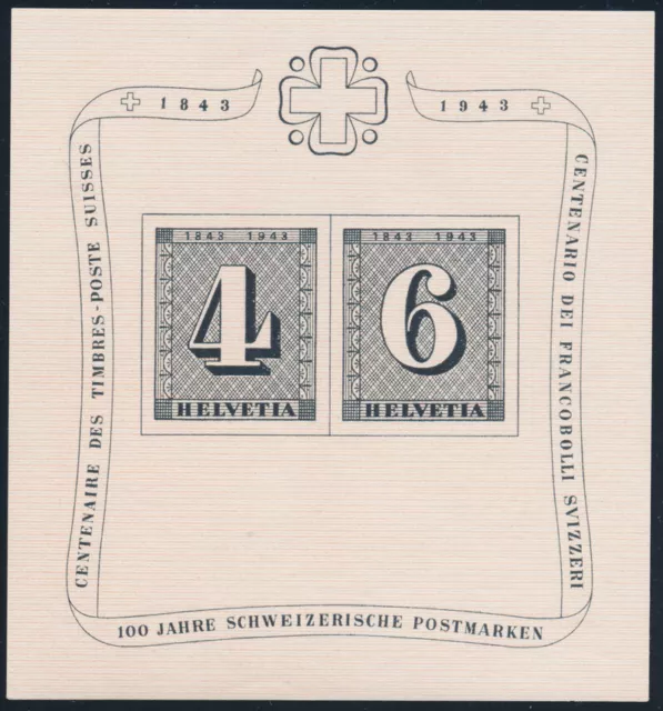 SCHWEIZ 1943, Block 8, postfrisch, II. Wahl, Mi. 100,-