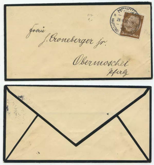 40880 - Trauer-Beleg - München 28.10.1936 nach Obermoschel