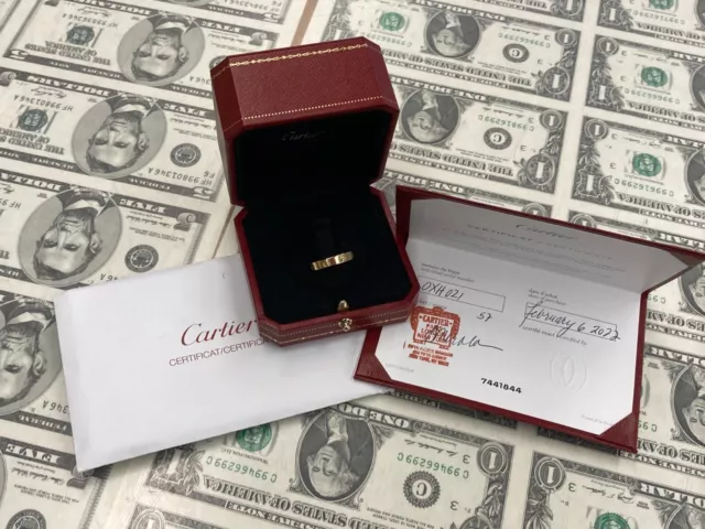 Cartier Mini LOVE 18k Yellow Gold 3.6mm Wedding Band Ring Size 57