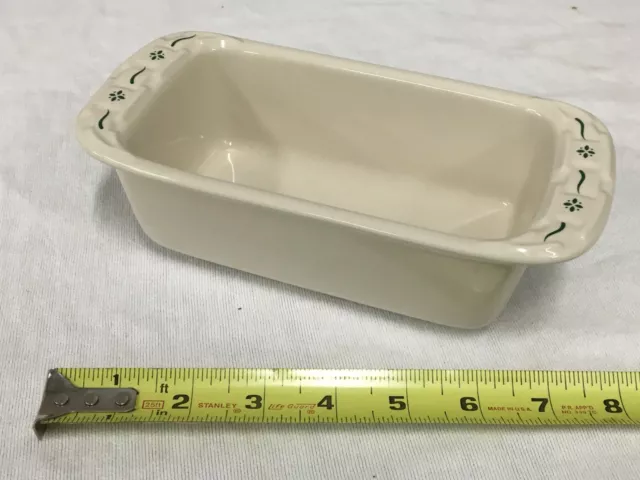 Longaberger Pottery Green Accent Mini Loaf Bread Pan Dish Woven Traditions