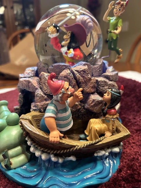 Disney Peter Pan And Captain Hook “YOU CAN FLY” MUSICAL SNOW GLOBE “RARE”