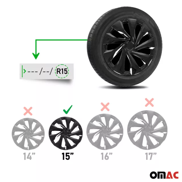 Jeu Enjoliveurs de Roue pour Peugeot 208 15 Pouces 4 Piéces Noir 3