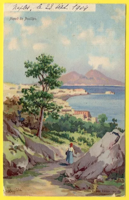 cpa Cartolina Postale LITHO ITALIA NAPOLI da POSILLIPO Firmato COPPOLA Volcan