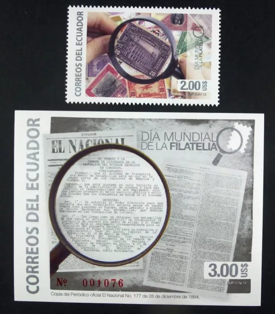 Ecuador 2014 Tag der Marke Philatelie Lupe Briefmarke Stamp 3586 Block 219 MNH