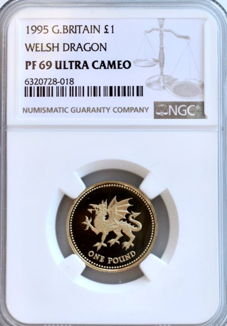 1995 £1 Pound Coin Proof Welsh Dragon NGC PF69 Great Britain UK Coin