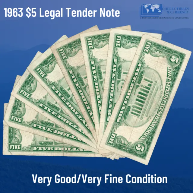 ✔ One 1963 Red Seal $5 Legal Tender Star Note, VG/VF, Old US Five Dollars Bill 2