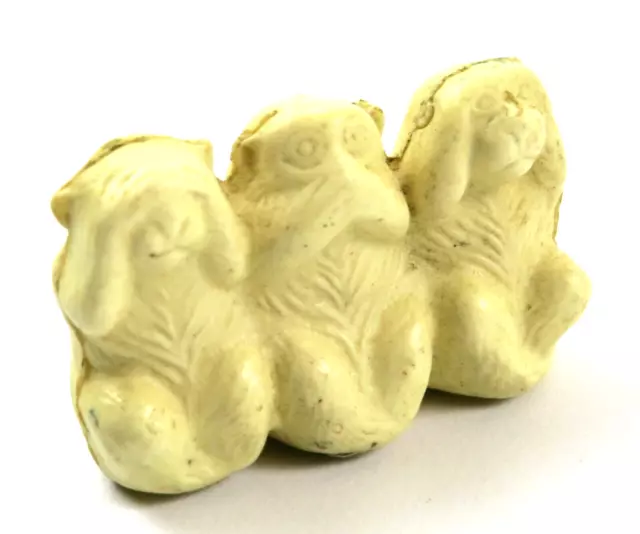 Miniature Plastic 3 Wise Monkeys Vintage Figurine, See Hear Speak No Evil, Read