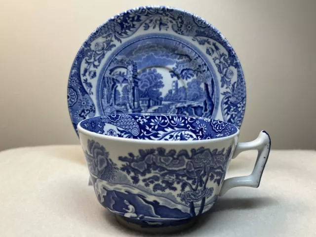 Spode England Blue Italian C. 1816 S Tea Cup and Saucer Set