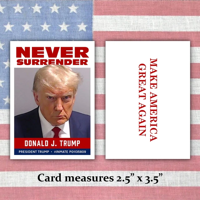 DONALD TRUMP 2024 MUGSHOT Novelty Custom Baseball Card Never Surrender