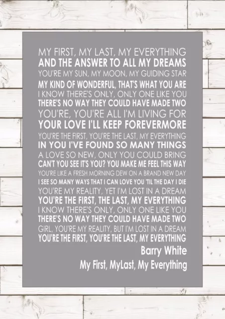 MY FIRST MY LAST MY EVERYTHING - BARRY WHITE Words Song Lyric Lyrics Music Wall