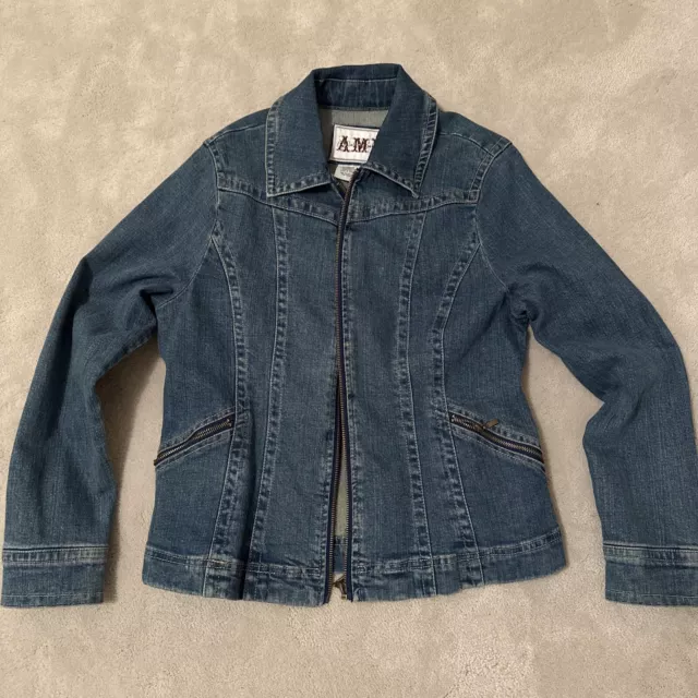 AMI Denim Jacket Blue Large L Vintage Denim Zip VGC