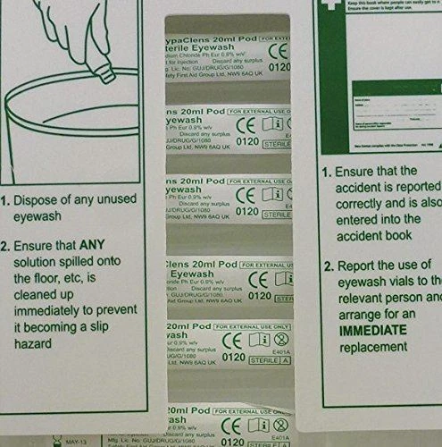 Dispenser di lavaggio occhi di sicurezza pronto soccorso HypaClens con cialde per lavaggio occhi 25 x 20 ml 3