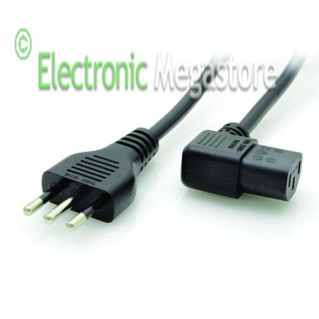 Câble D'alimentation 2m Schuko C13 - 3x0.75mm, 230V, Pour PC Et Périphériques, Marque Elcart