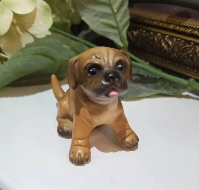 Vintage Goebel Pug Puppy Small Brown Dog Figurine