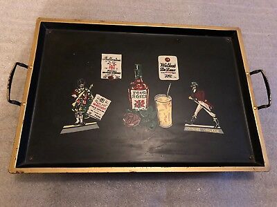 Vintage Johnnie Walker Four Roses Scotch Liquor Advertising Serving Tray Musical