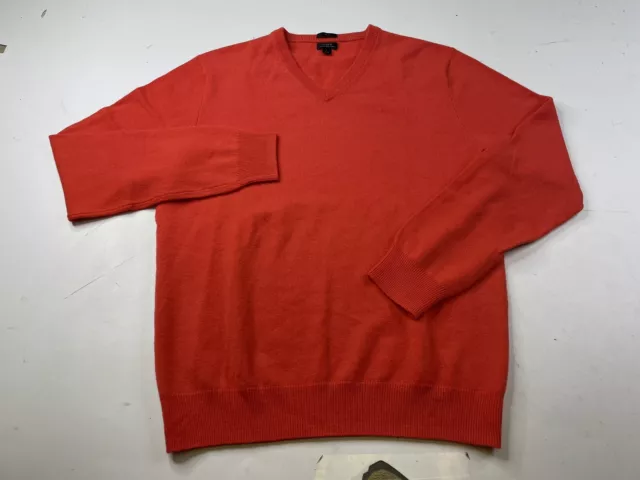 J Crew 100% Italian Cashmere Slim Fit V Neck Sweater Mens Large Pink/Red